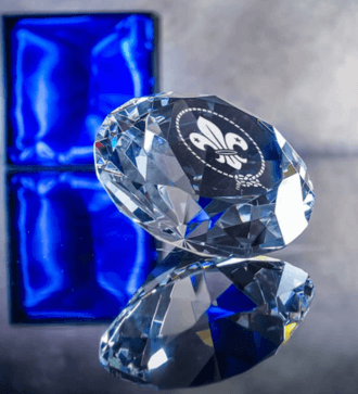 Diamond Shaped Engraved Crystal Paperweight